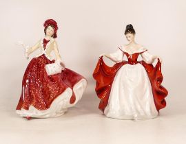 Royal Doulton Lady Figures Christmas Day 1999 Hn4214 & Sara Hn2265(2)