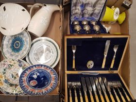 A mixed collection of items to include part complete silver plated canteen of cutlery, silver plated