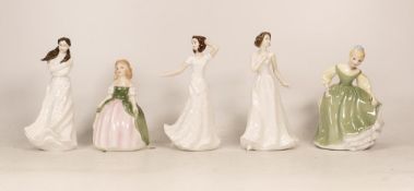 Royal Doulton Lady Figures Charmed Hn4465, Embrace Hn4258, Penny Hn2338, Cherish Hn4442 & Fair