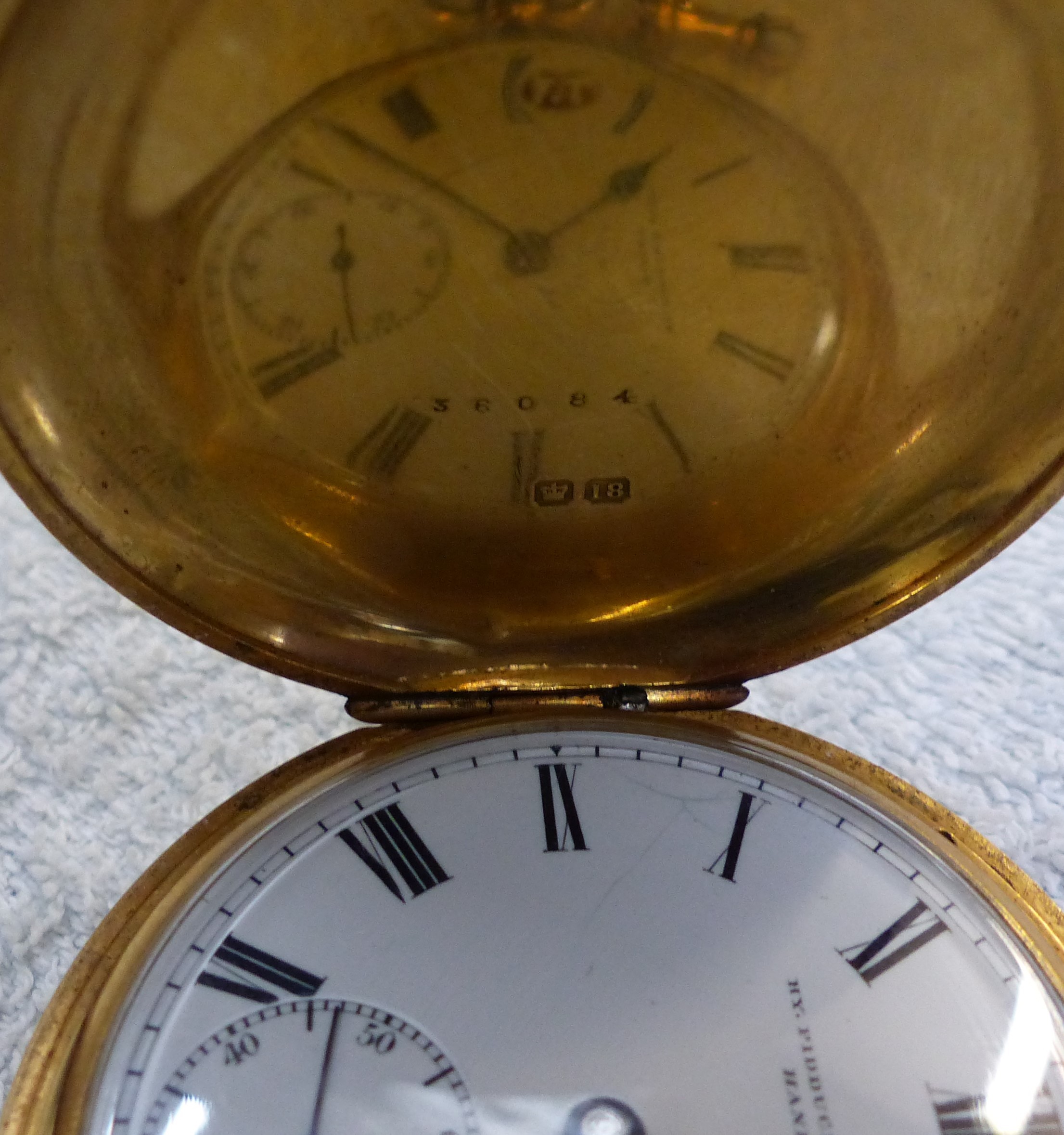 18ct gold cased 'Pidduck & Sons Hanley' full hunter pocket watch, hallmarked for Chester 1953, - Image 4 of 7
