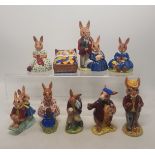 A group 9 Bunnykins figures to include Mr Bunnykins, Dollie Bunnykins, The Artist etc (9)
