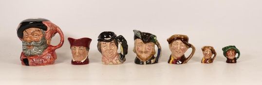 A Collection of Royal Doulton character jugs to include small, Falstaff D6385, miniature Robin Hood,