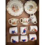 A set of 6 Hudson Middleton Paddington Bear collection mugs together with Bunnykins Nursery ware