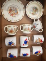 A set of 6 Hudson Middleton Paddington Bear collection mugs together with Bunnykins Nursery ware