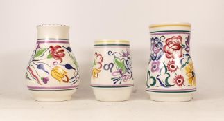 Three Floral Decorated Poole Pottery Vases