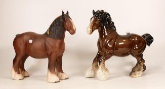 Beswick 818 Shire Horse matt & Glossy Cantering Shire Horse 975(2)