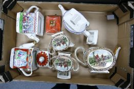 A mixed collection of teapots to include Sadler Hunting theme tea service, similar Sadler Romeo &