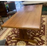 Mid century Golden Oak refectory type dining table 183cm W, 90cm D x 76cm H