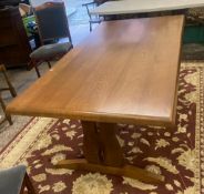 Mid century Golden Oak refectory type dining table 183cm W, 90cm D x 76cm H