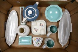 A Collection of Poole Pottery Ceramic Items to include Teapot, Vases, Mugs, Dishes etc. (1 Tray)