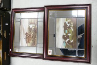Two Framed Traveller Theme Wall Mirrors, both 35x 43cm(2)