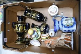 A mixed collection of items to include Corfu pottery vases, Resin Art deco Lady Figure etc