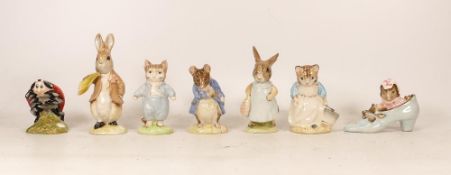 Royal Albert Bp6 Beatrix Potter Figures Mother Ladybird, Ribby and the patty pan, Gentleman Mouse