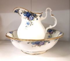 Royal Albert Moonlight Rose pattern wash bowl and jug set (2nds).