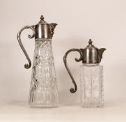 Two Glass Claret / Spirit jugs withSilver-Plated Mounts. Satyr Type Heads to Both. Height: 28.5cm (