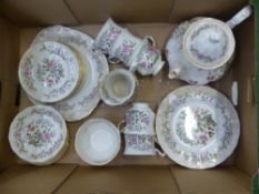Royal Standard Mandarin pattern tea-ware, teapot, sugar bowl, milk jug, cups, saucers, plates and