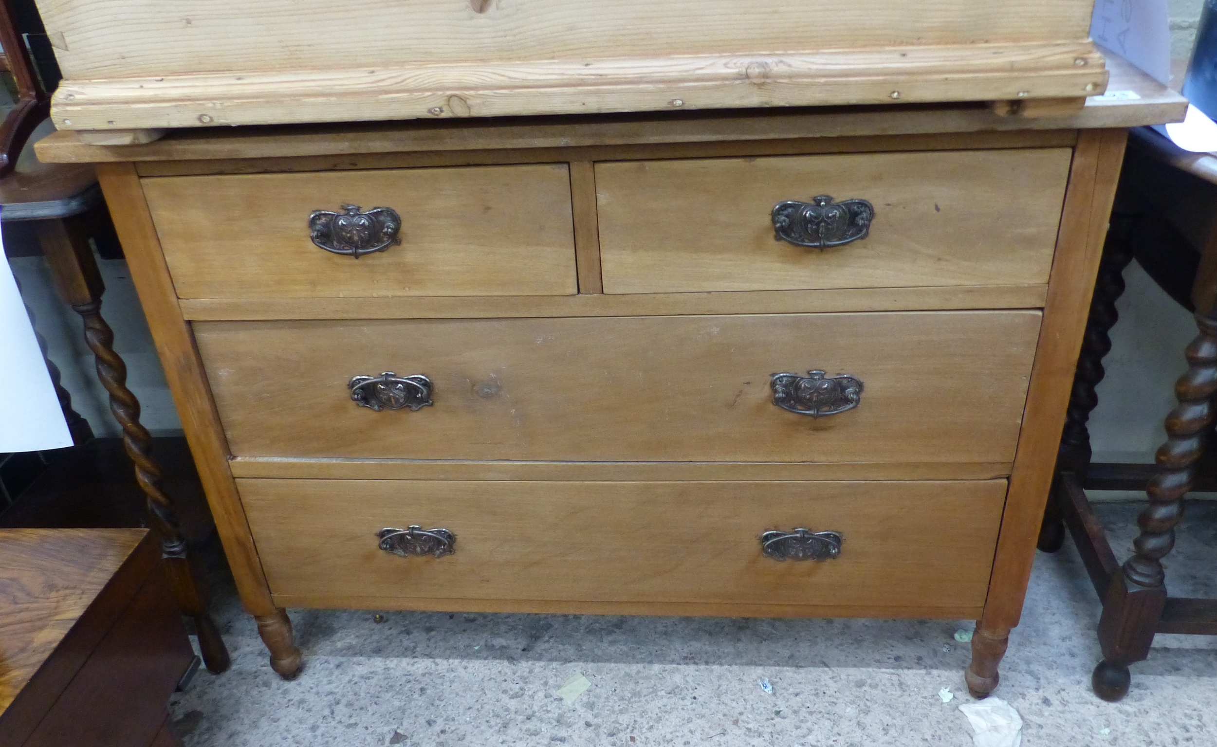 Mahogany Chest of 2 over 2 drawers 107cm W, 80cm H, 45cm D