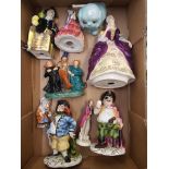 A collection of English and Continental ceramic figures (1 tray).