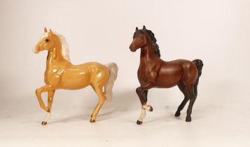 Beswick Prancing Matt Brown Arab 1261 & similar Palomino Arab 1261(2)