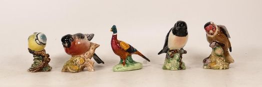 Beswick Small Bird figures to include Blue Tit 992, Bullfinch 1042, Stonechat 2274, Goldcrest 2273 &