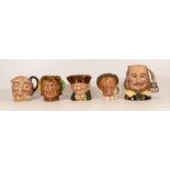 Royal Doulton character jugs Shakespeare D6938, Jester, Farmer John, Jarge and Olde Charley