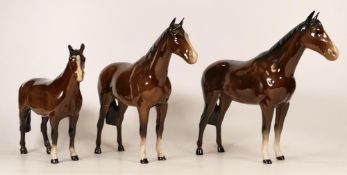 Three Beswick Brown Horses(3)
