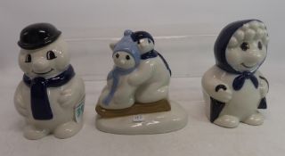 A collection of Wade figures to include Christmas 1994, 1995 and 1996 Snowman, Snow Lady and