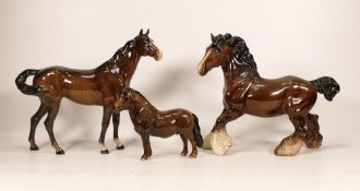 Beswick Cantering Shire 975 , Swish Tail Horse 1182 & Shetland Pony 1868 (3)