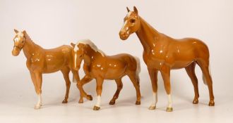 Three Beswick Horses in to Include Palomino Imperial 1557, Palomino Horse 1549 and Palomino H259 (3)
