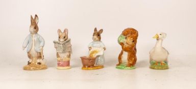 Beswick Beatrix Potter Bp3 & Bp11 figures Peter Rabbit Digging, Rebecca Puddleduck, Tailor of