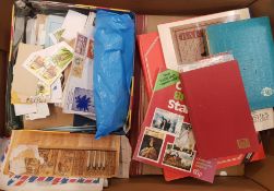 A collection of mainly loose stamps, stamp albums and reference guides etc (1 tray).