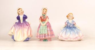 Royal Doulton Small Child Figures Tootles, Dinky Do Hn1678 & Daisy Hn1575 (hairline to base)(3)