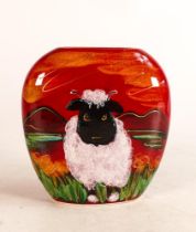 Anita Harris Woolly the Sheep square vase, gold signed, height 12cm