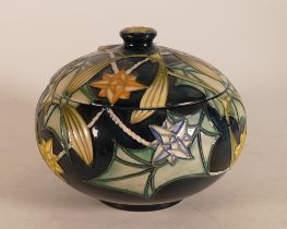 Moorcroft Limited Edition Lidded Pot in the Festive Light Pattern designed by Sian Leeper.