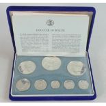 A 1974 Belize sterling silver Proof Coin Set, cased with certificate of authenticity. Total weight