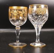 Two De Lamerie Fine Bone China heavily gilded Non Matching Wine Glasses, specially made high end