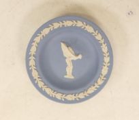 Wedgwood Blue Jasperware Spirit of Ecstasy Pin Dish. Diameter: 11.2cm
