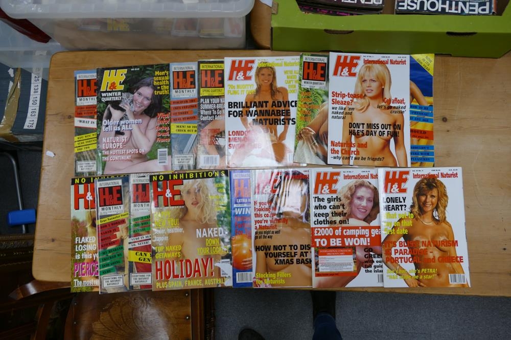A collection of Fifteen 1980's H7E International Men's Glamour Magazines