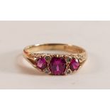 9ct gold ladies ring set with pink & white stones, size M/N, 3g.
