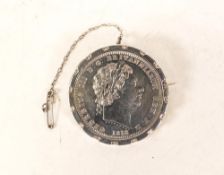 George III 1818 Mounted Silver Crown. Diameter: 4.2cm Gross Weight: 40g