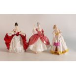 Royal Doulton lady figures to include Christine HN3172 , Sara HN2265, Happy Birthday HN 3095 (3)