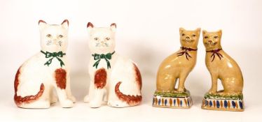 Two Pairs of Reproduction Staffordshire Seated Cats. Height of tallest: 20cm (4)