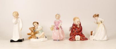Royal Doulton Small Figures This Little Pig Hn1793, Tinkle Bell Hn1677, My Teddy Hn2177, sit