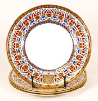 De Lamerie Fine Bone China heavily gilded Private Commission patterned Plates with Arabic Motif,