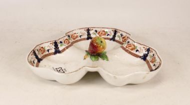 Tuscan China Trefoil Dish with Trompe L'oeil Pear Central Handle. Diameter: 23cm