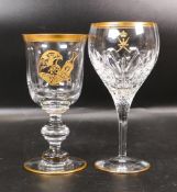 Two De Lamerie Fine Bone China heavily gilded Non Matching Wine Glasses with Saudi Arabia /