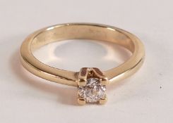 14ct gold diamond solitaire ring, size L, 3.1g.