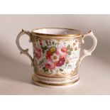 Mid-Victorian Handpainted Loving Cup. Decorated with Floral Spray Reserve to one side and a