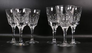 Six Un Matched Quality Cut Glass Crystal Wine Glasses, tallest 18cm(6)