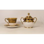 De Lamerie Fine Bone China heavily gilded Special Commission Sugar Bowl & Cup Saucer set,